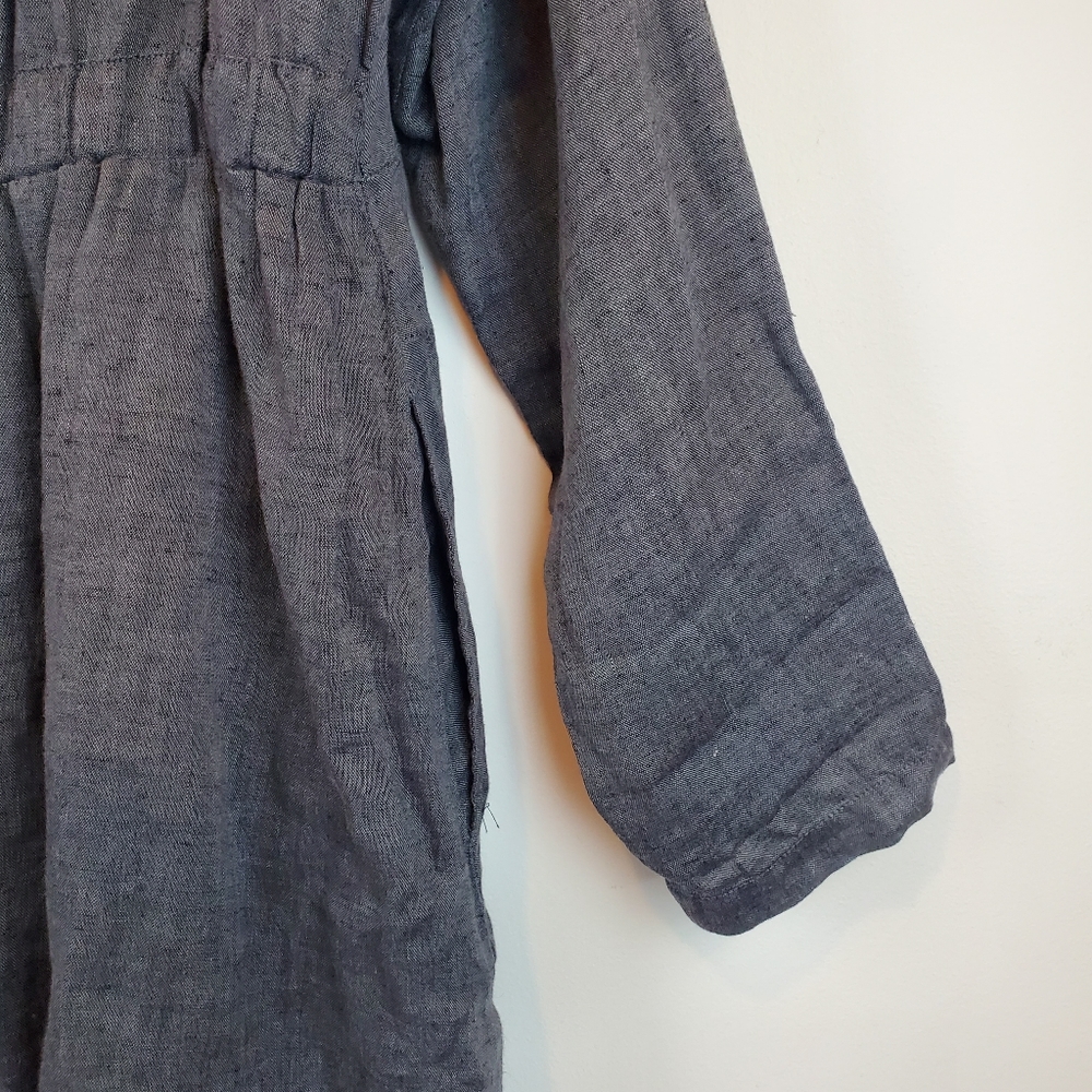 FLAX Gray 100% Linen Button Down Blouse Top Size Small Womens - Picture 10 of 10